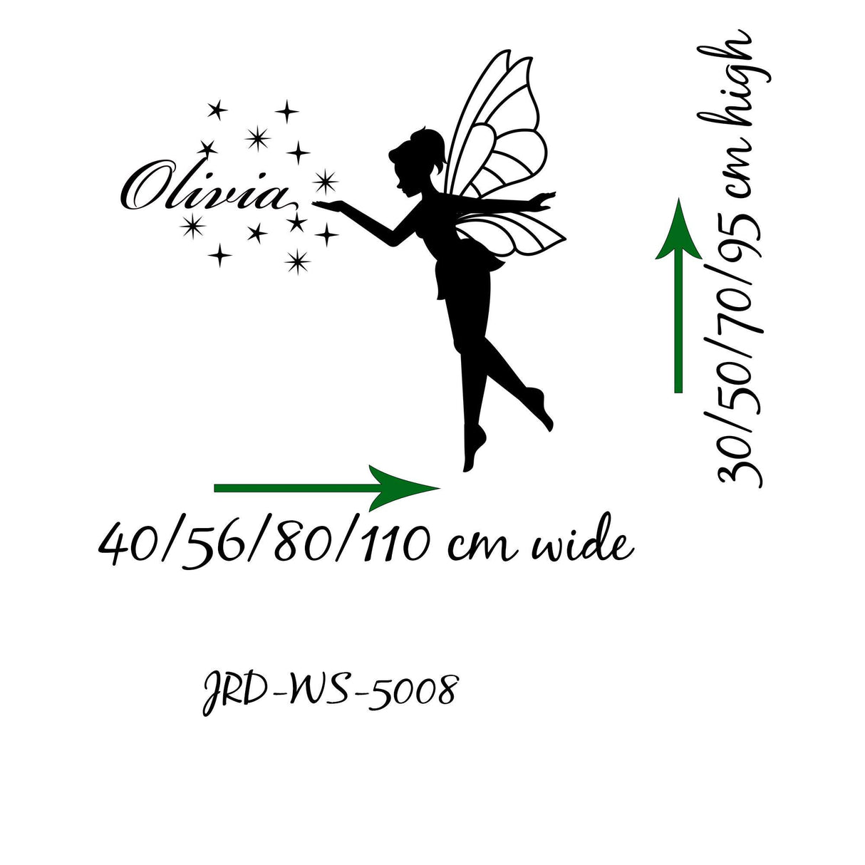 Personalised Name Fairy wall decals, fairy wall stickers for baby girls' nursery, Nursery, Playroom Home Decor, Custom Girls' Bedroom Decal