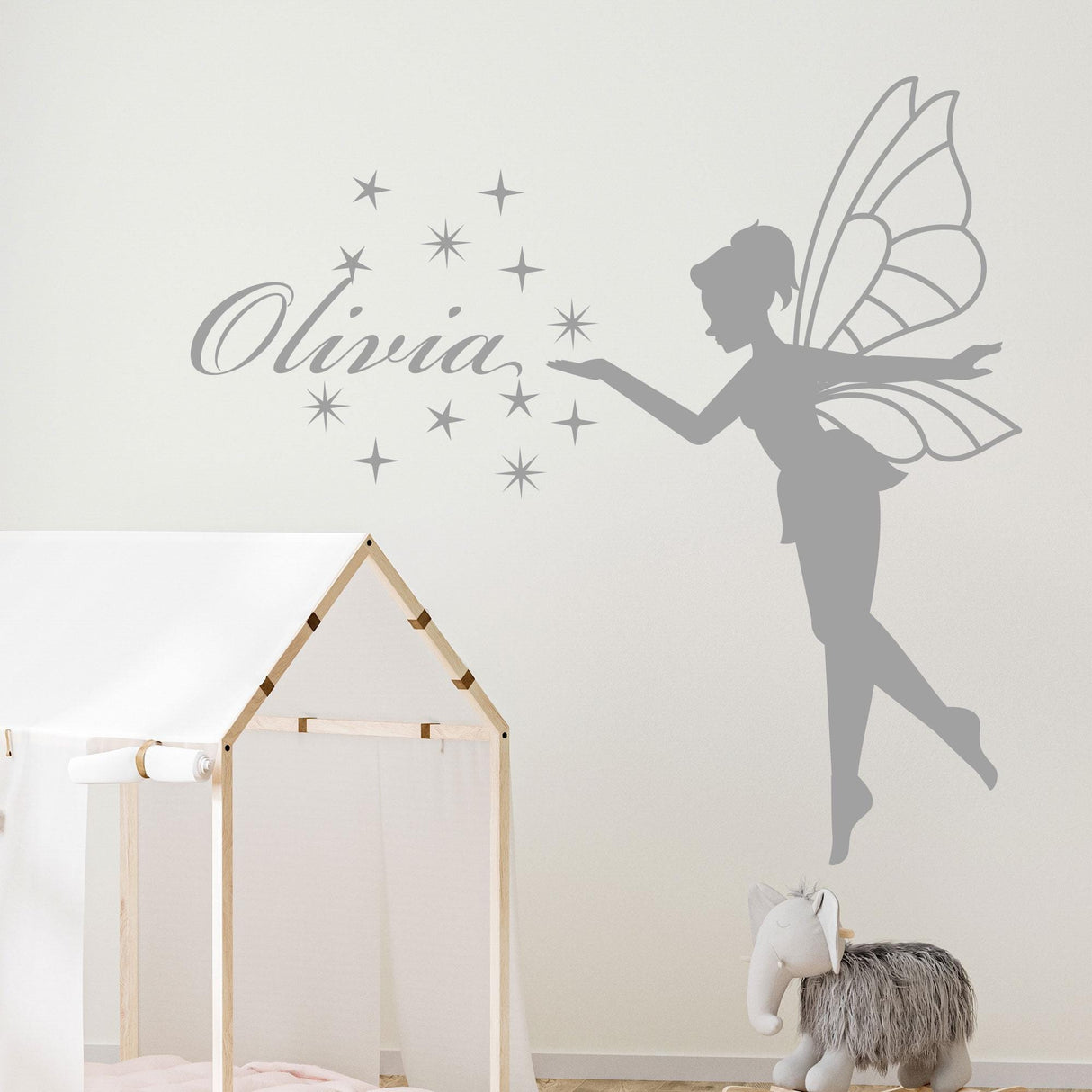 Personalised Name Fairy wall decals, fairy wall stickers for baby girls' nursery, Nursery, Playroom Home Decor, Custom Girls' Bedroom Decal