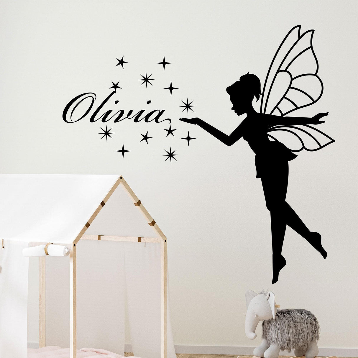 Personalised Name Fairy wall decals, fairy wall stickers for baby girls' nursery, Nursery, Playroom Home Decor, Custom Girls' Bedroom Decal
