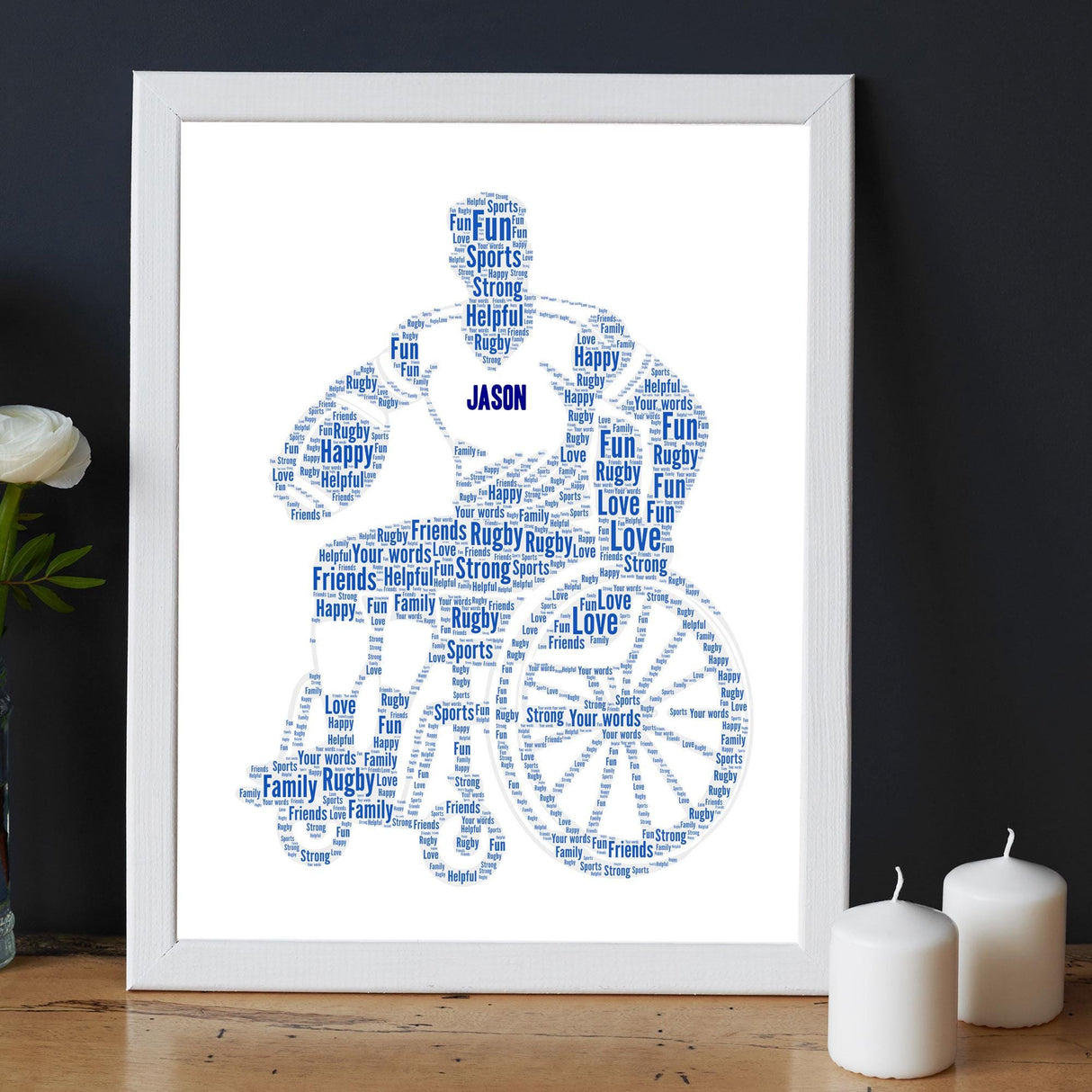 Custom Paralympics Rugby Word Cloud Wall Art, Sports Wall decor frame gifts