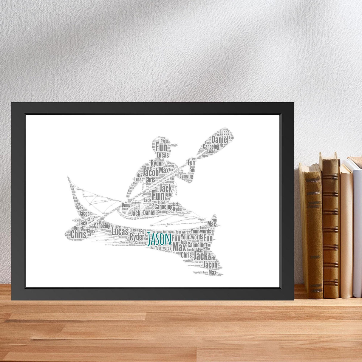 Personalised Kayak Word Art Print gift, Custom Canoeing Word Cloud Wall Art