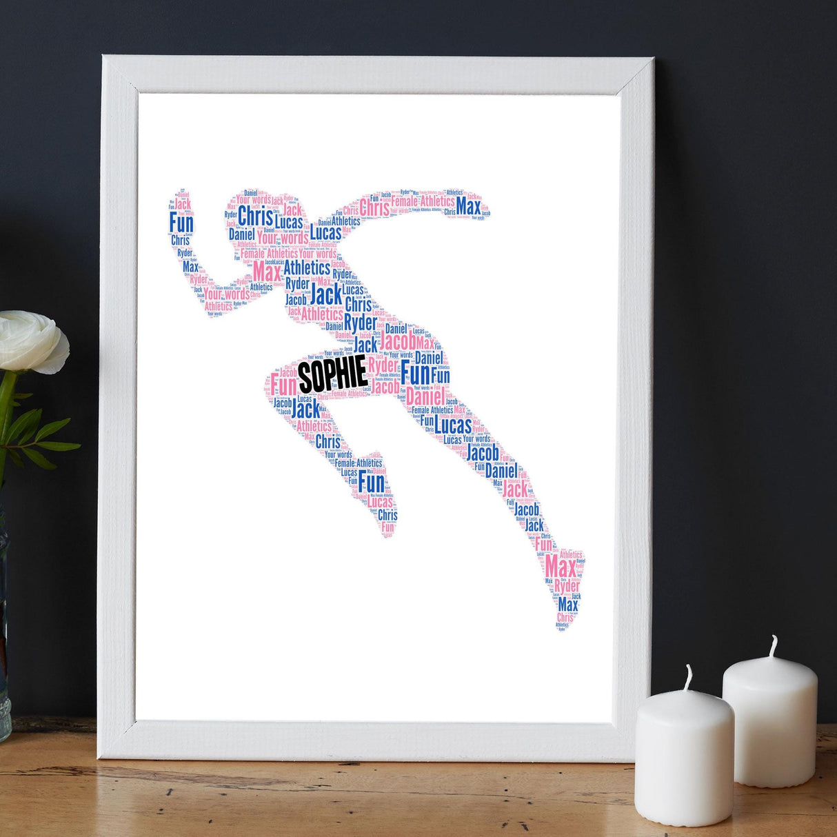 Personalised Female Sprinter Word Art Print frame