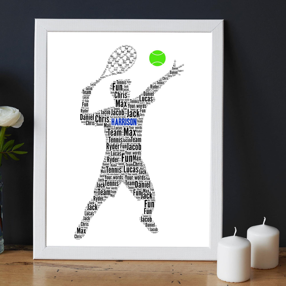 Personalised Tennis Player Word Art print Gift