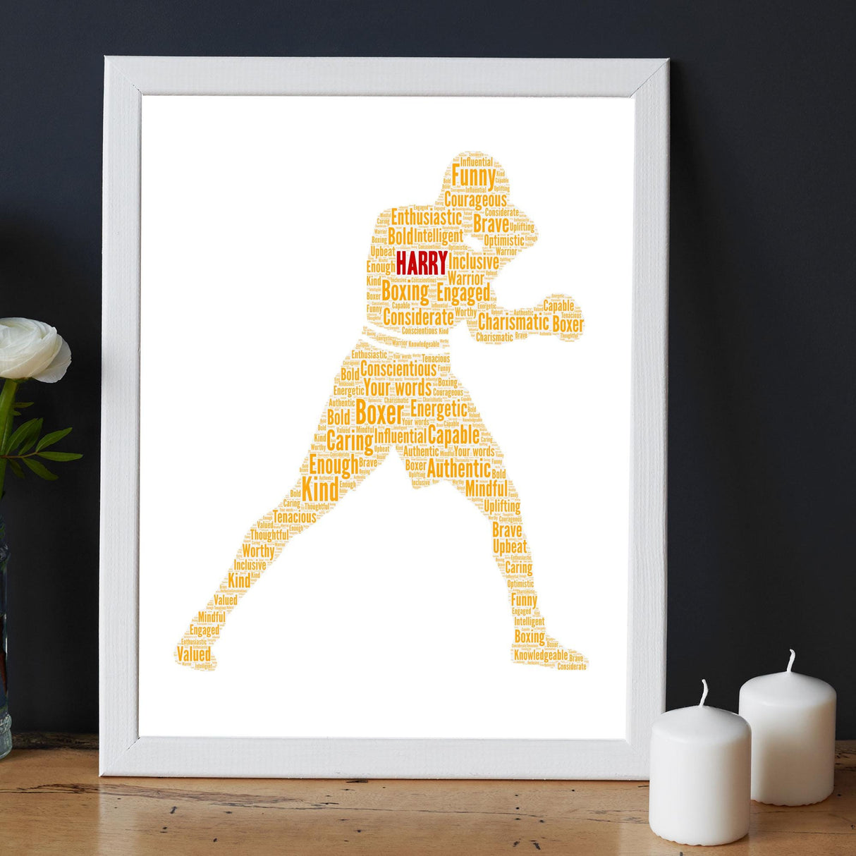 Personalised Male Boxing Word Art Frame Gift