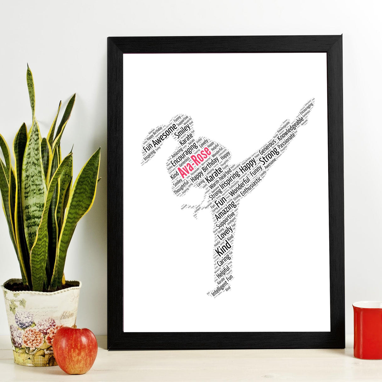 Personalised Female Martial Arts Figure Word cloud with Frame