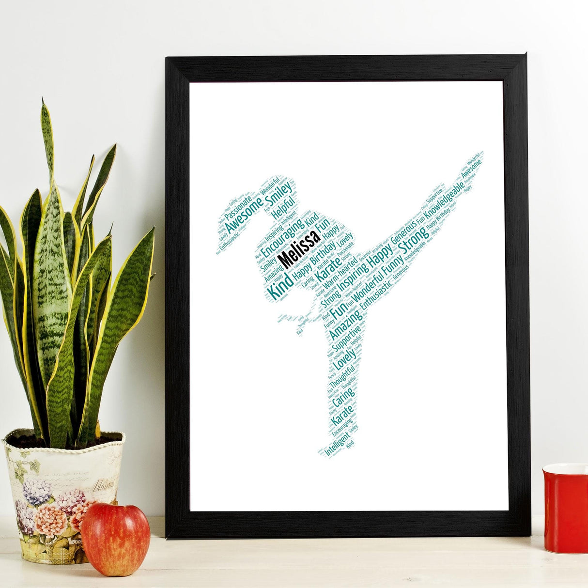 Personalised Female Martial Arts Figure Word Art with Frame