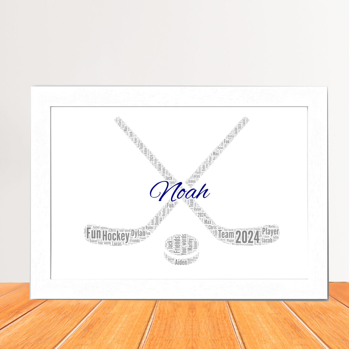 Custom Name Hockey Stick Word Art Print Frame