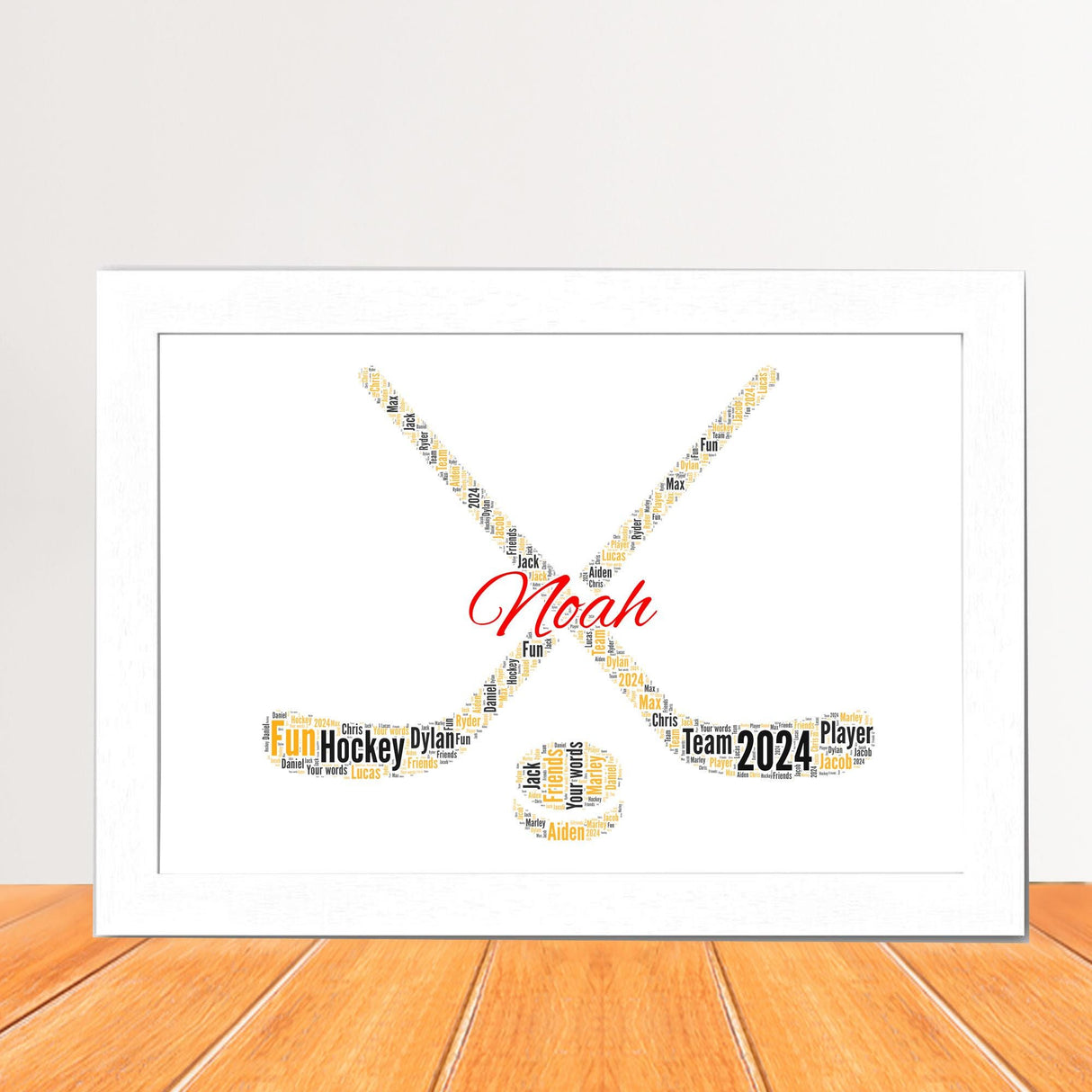 Custom Field Hockey Word Art Frame Gift