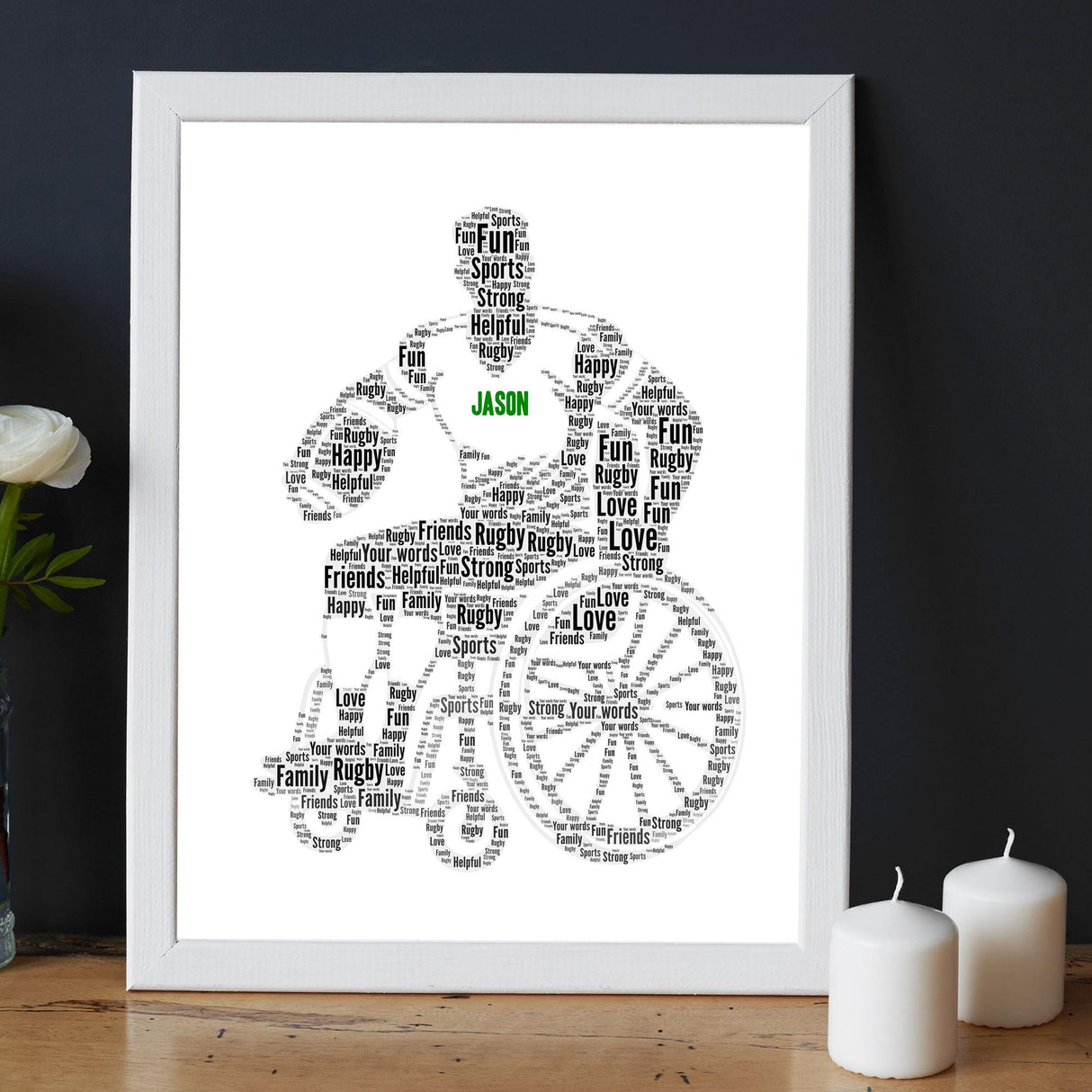 Personalised Wheelchair Rugby Word Art Print gift
