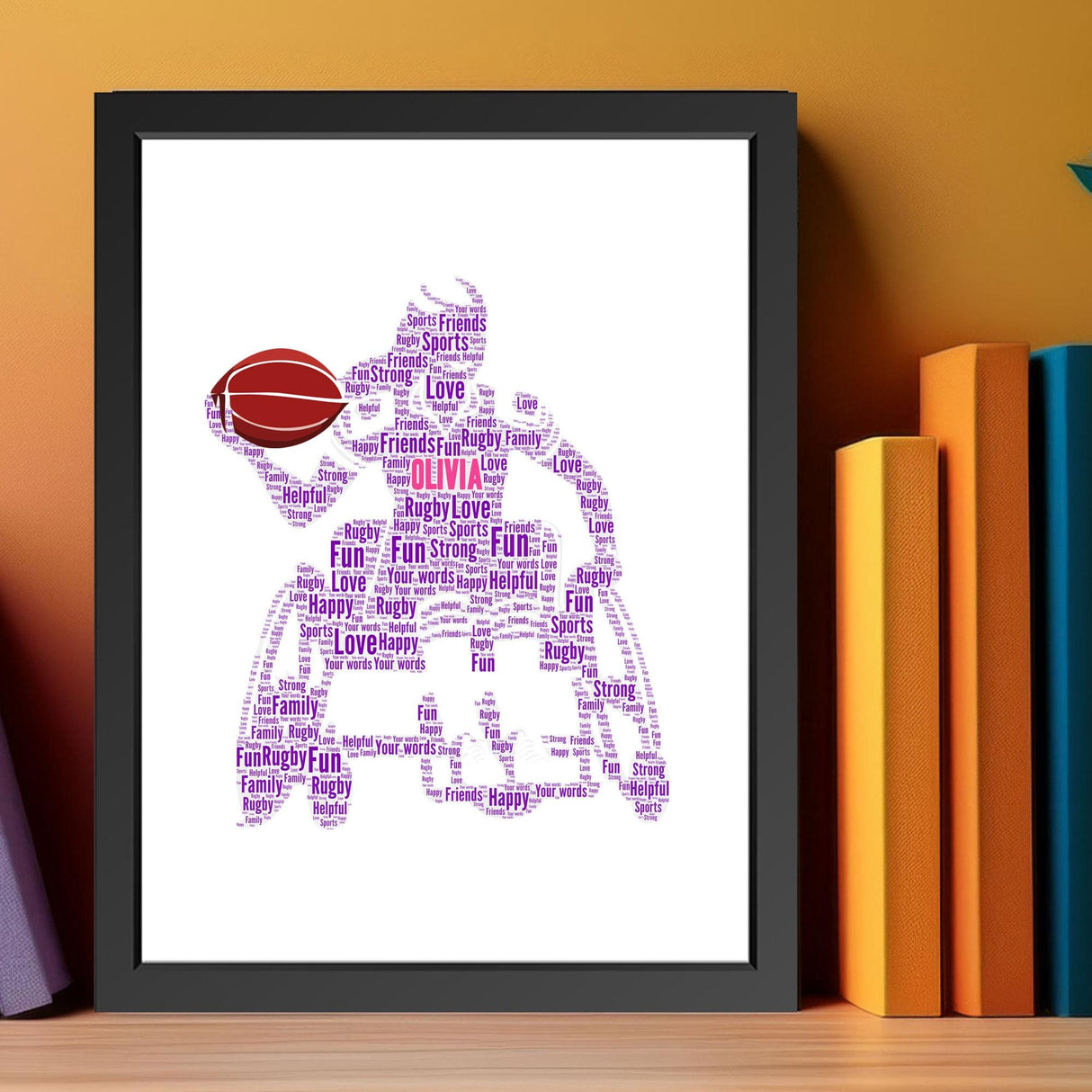 Custom Paralympics Rugby Female Word Cloud Wall Art, Sports Wall decor frame gifts