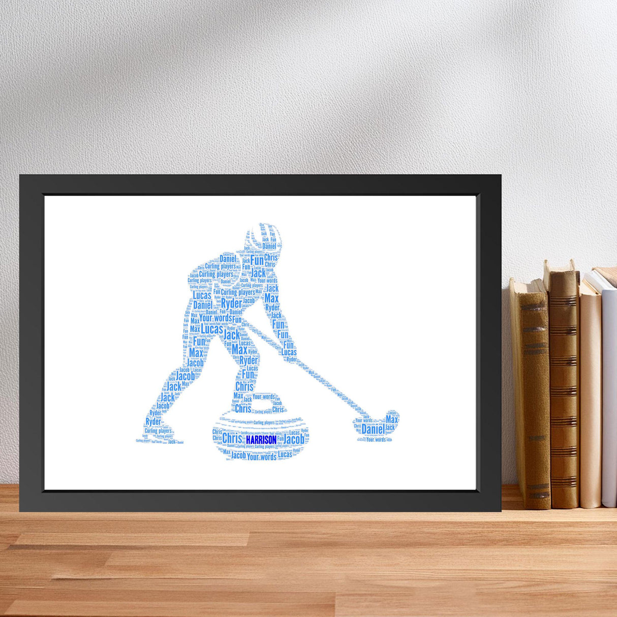 Personalised Curling Word Art Print gift, Custom Curling sports Figure Word Cloud Wall Art, Sports Wall decor frame gifts