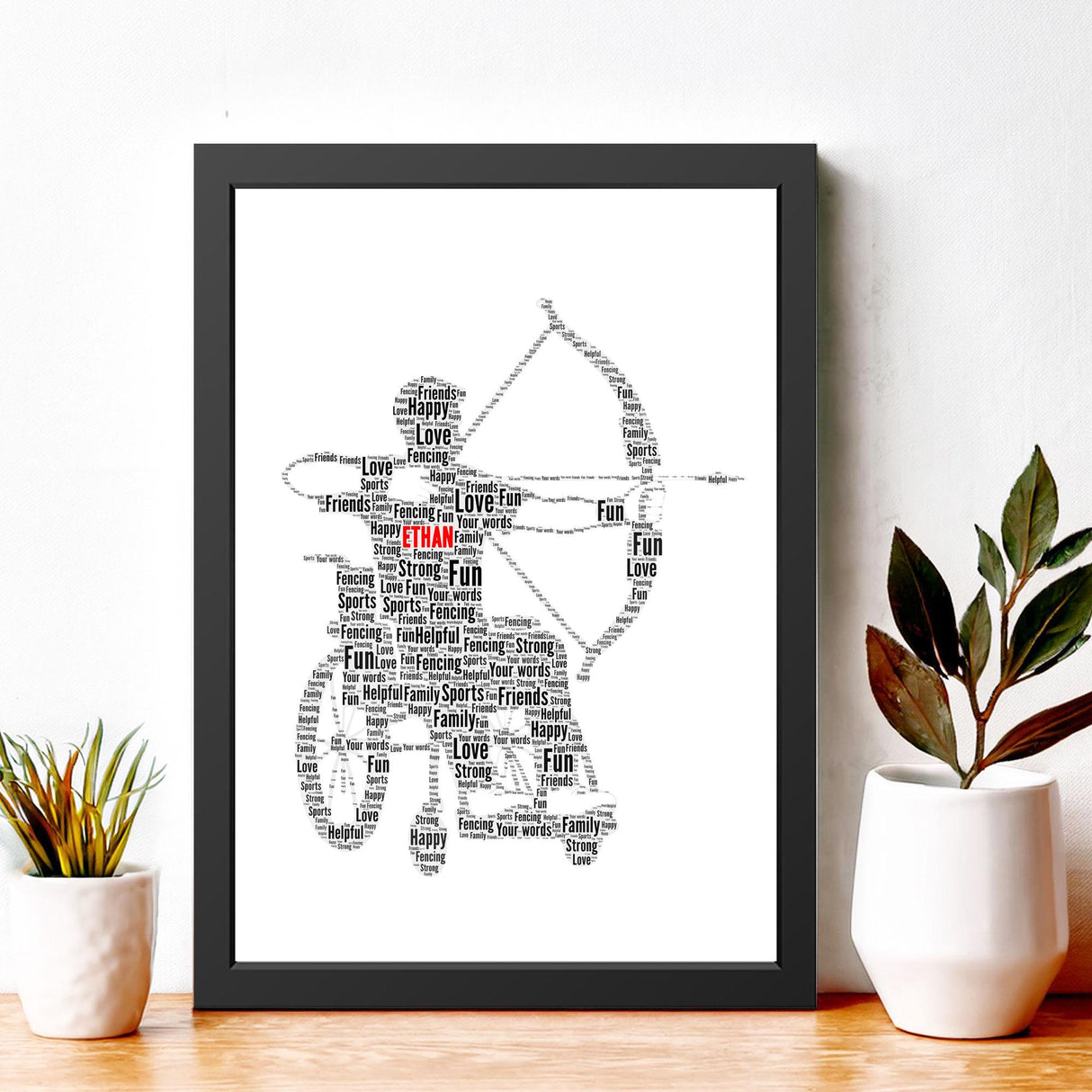 Custom Paralympics Archery Male Word Cloud Print Frame