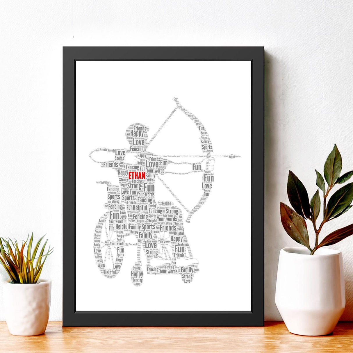 Personalised Paralympics Archery Male Word art frame