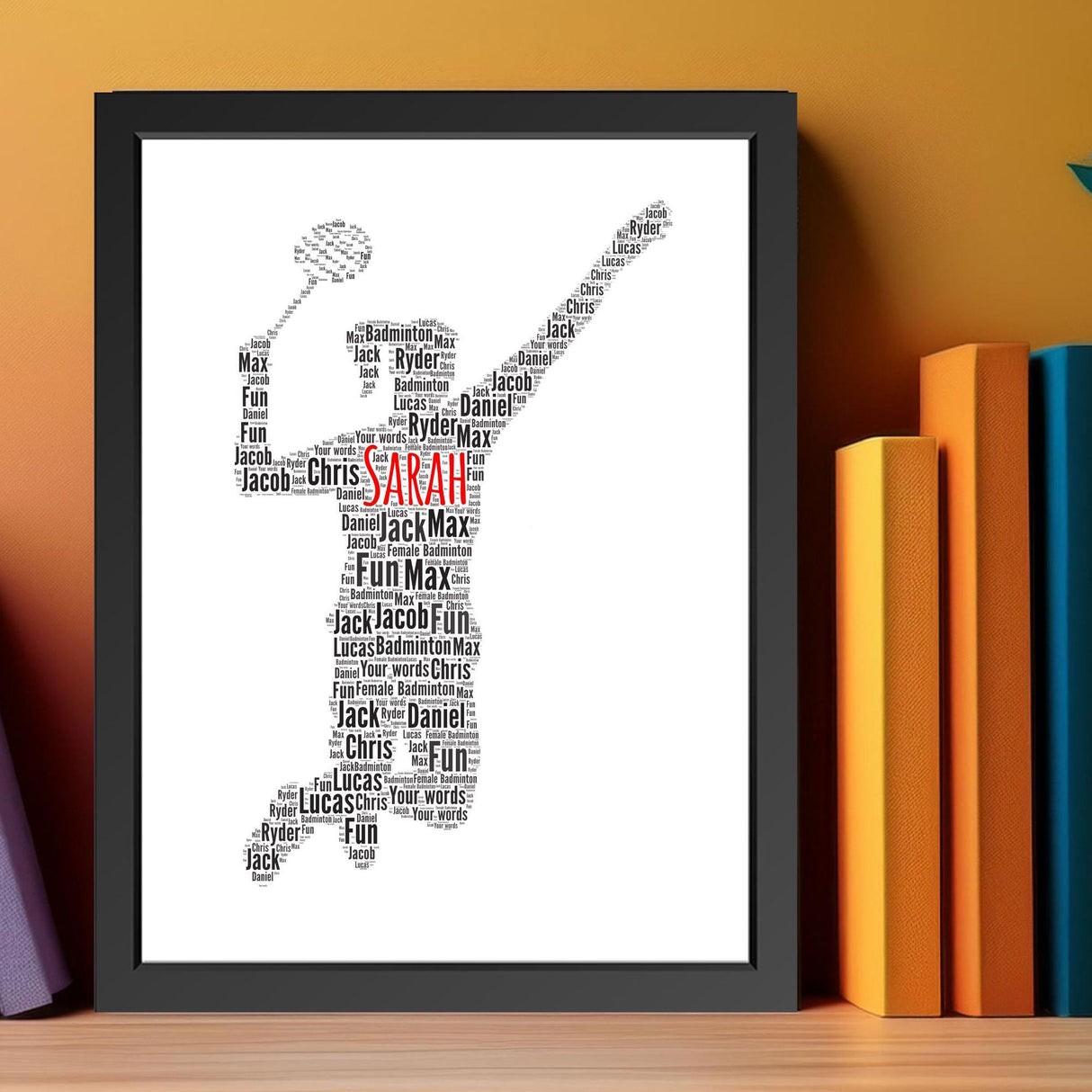 Personalised Female Badminton Player Word Art Print gift