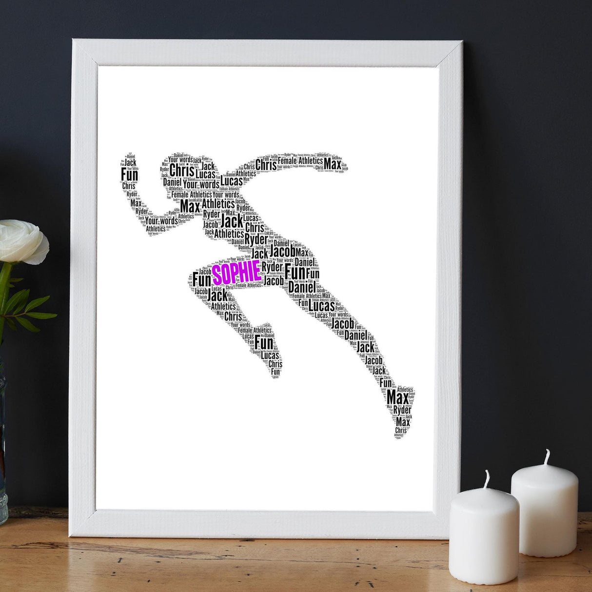 Personalised Female Sprinter Word Art Print