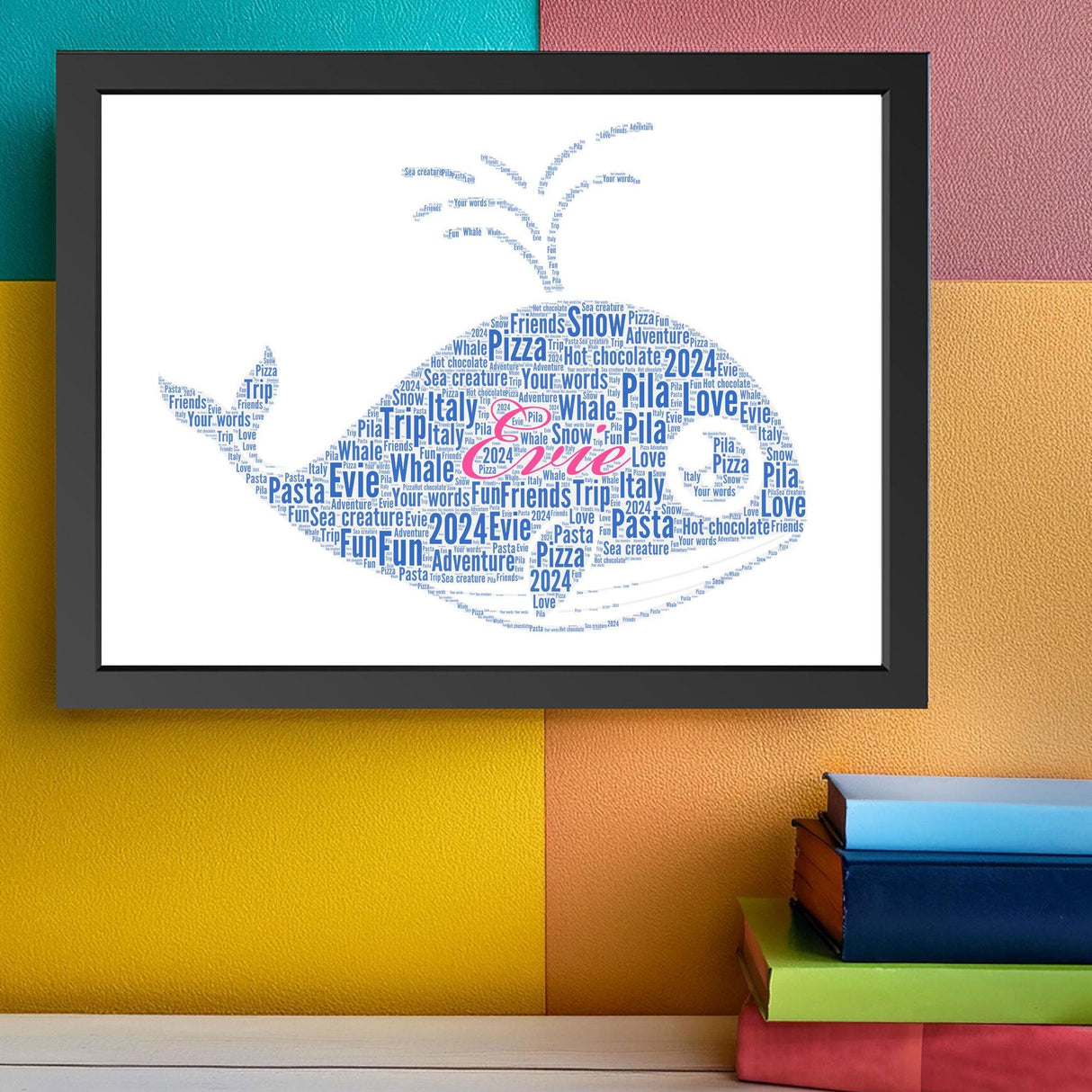 Orca Whale Word Cloud Wall Decor Frame