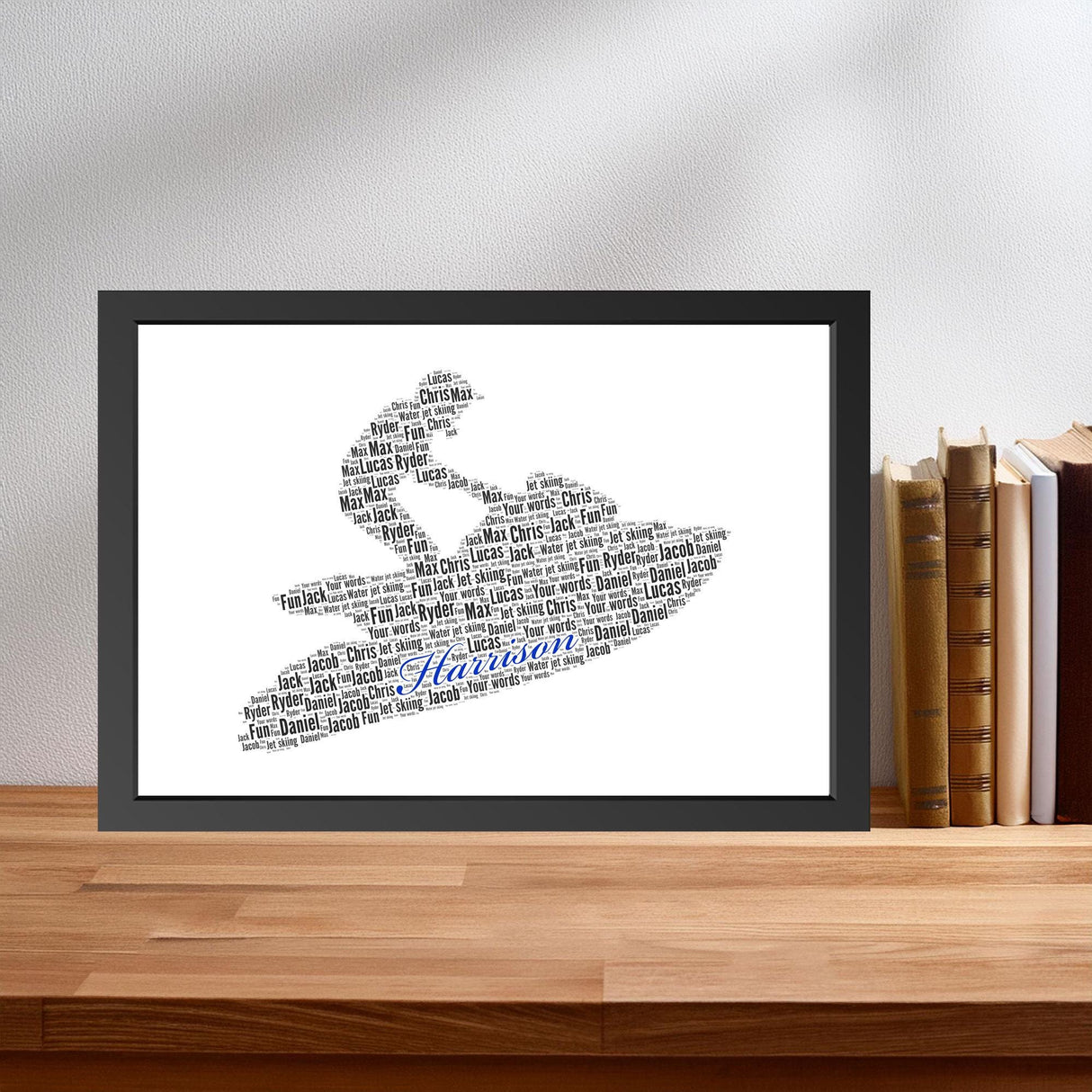 Personalised Water Jet Ski Word Art print with frame