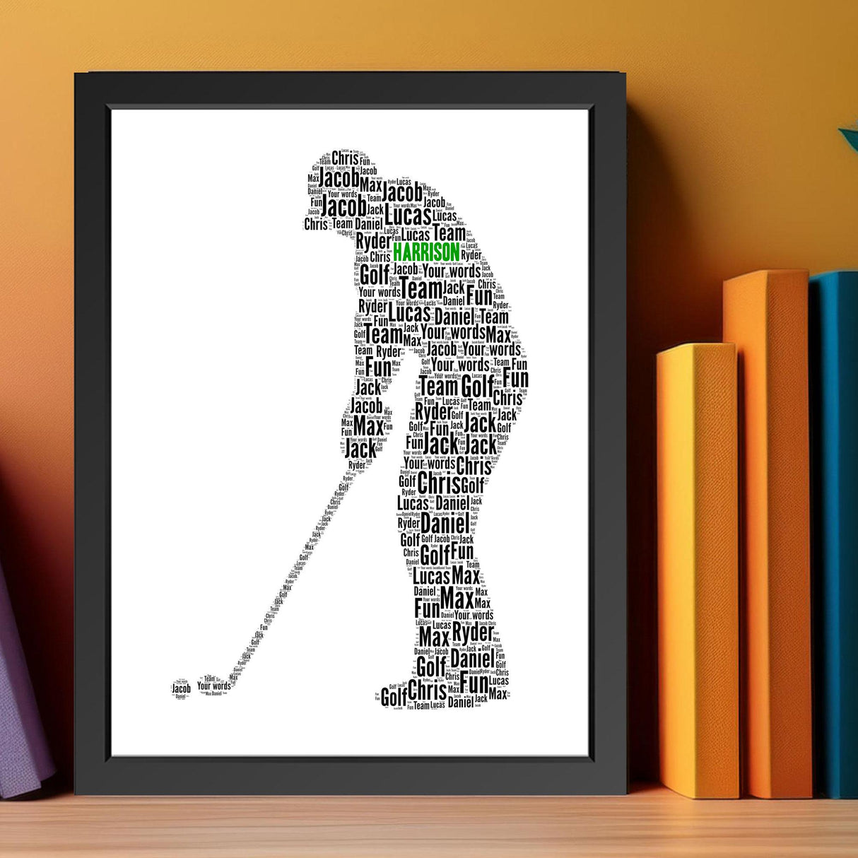 Personalised Golfer Word Art Frame Print Gift