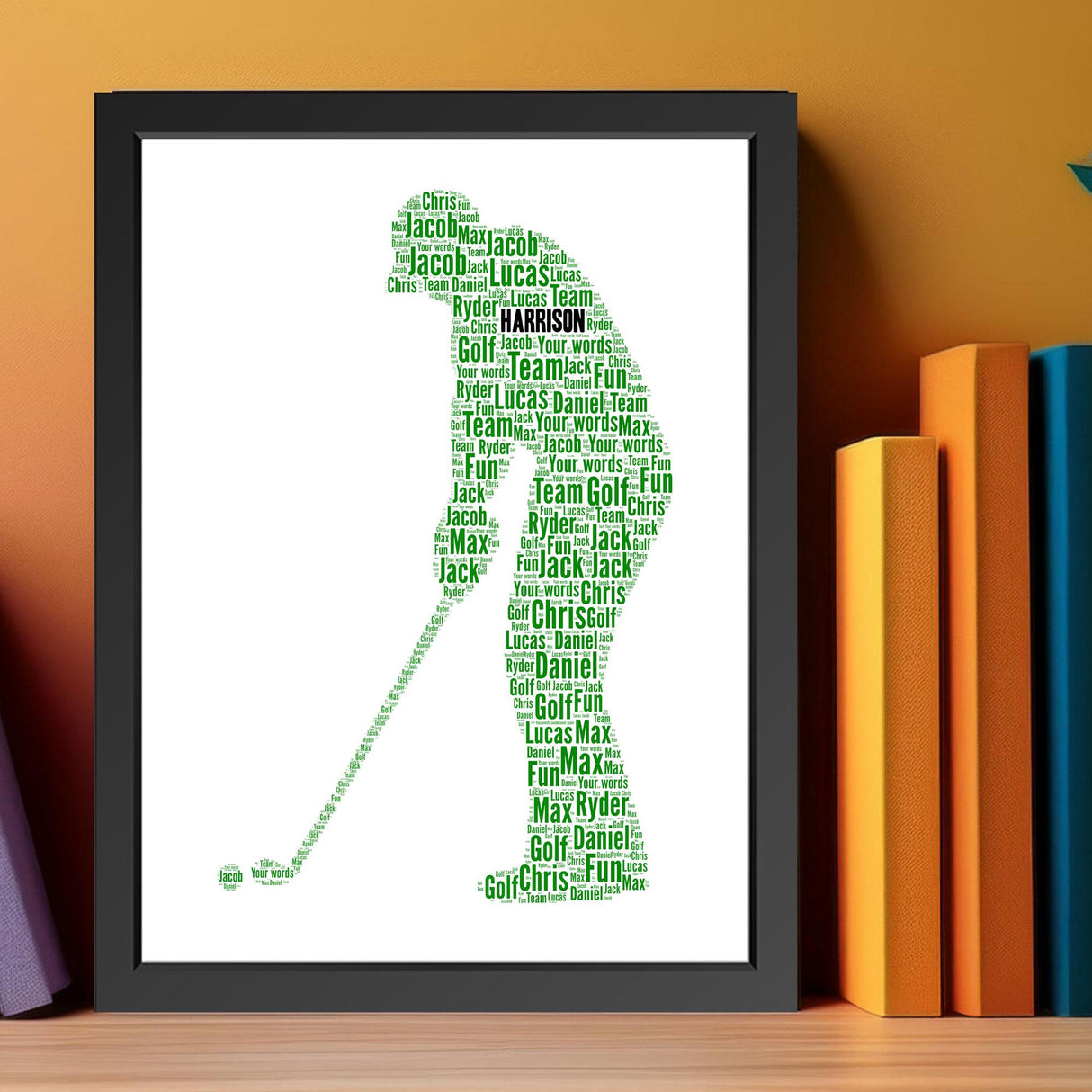 Personalised Golfer Word Art Frame Print Gift