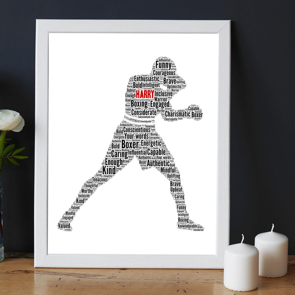 Personalised Male Boxing Word Art Frame Gift