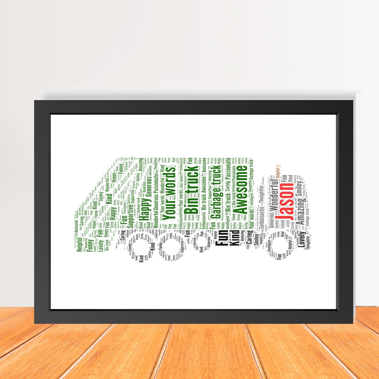 Personalised Name Garbage Truck Word Art Birthday Gift