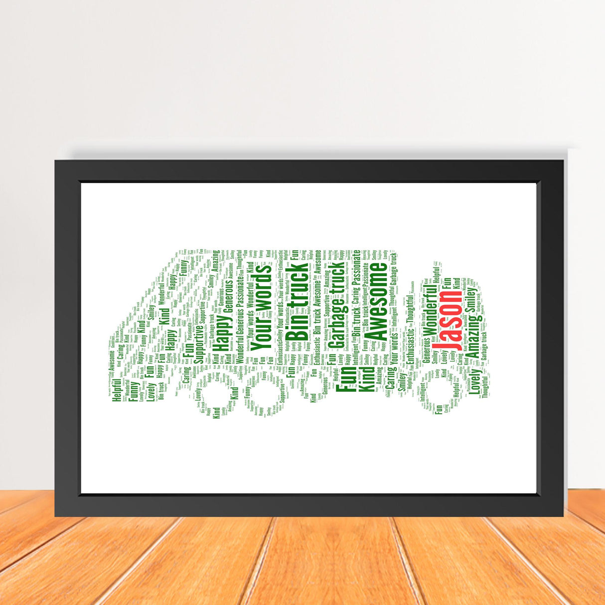Personalised Name Garbage Truck Word Art Birthday Gift