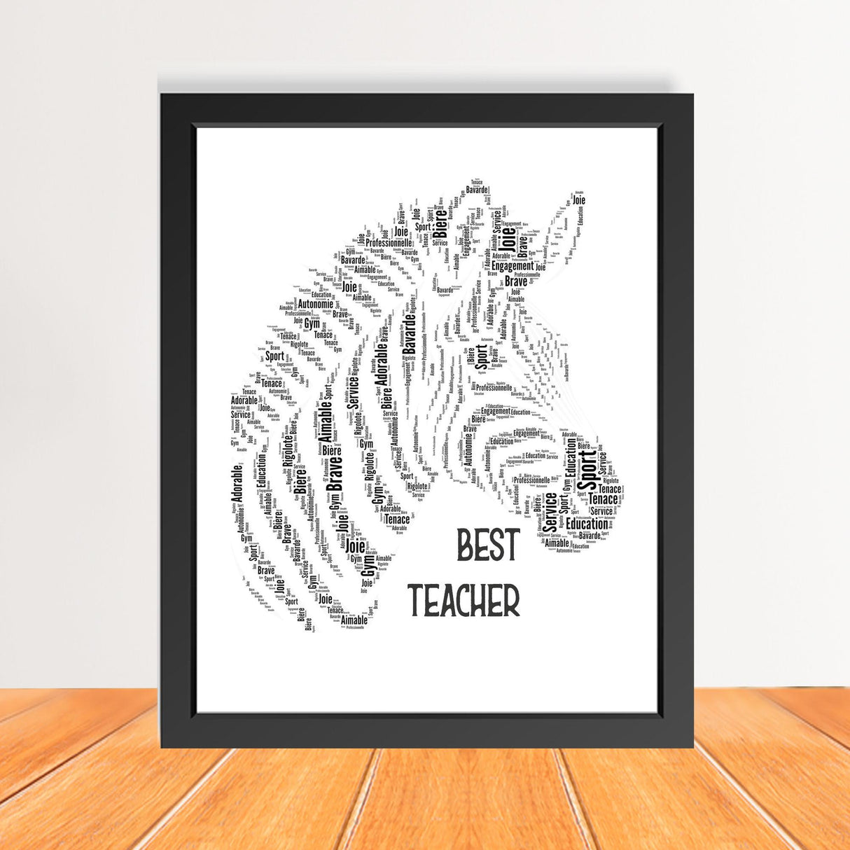 Custom Zebra Print Best Teacher Word Art Gifts