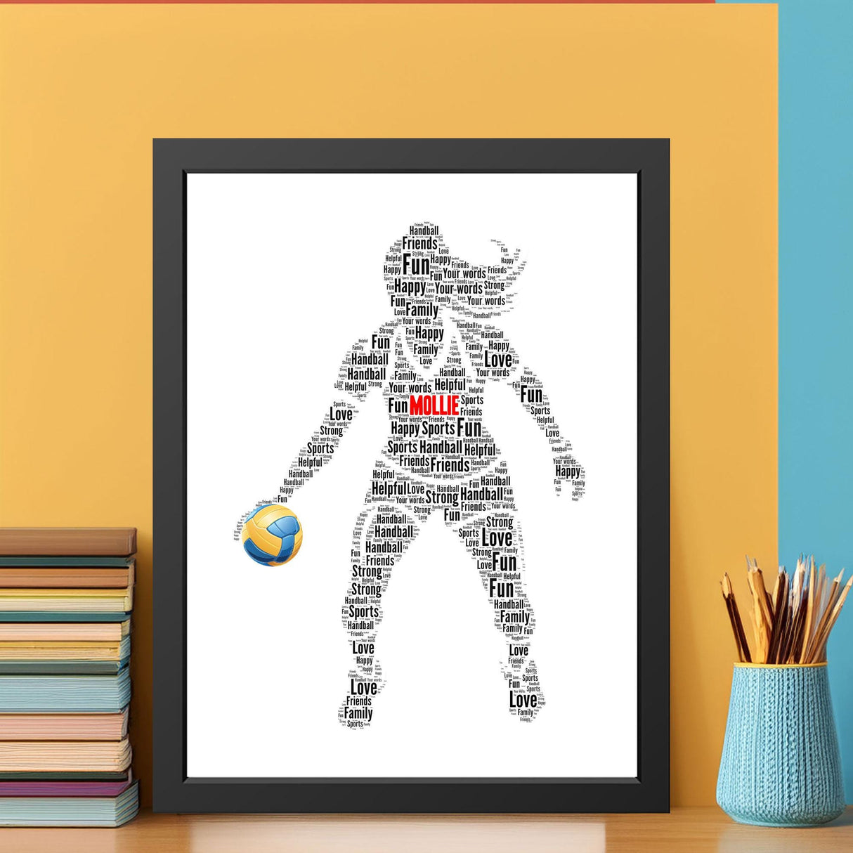 Custom Handball Player Word Art Wall Art Gift Frame