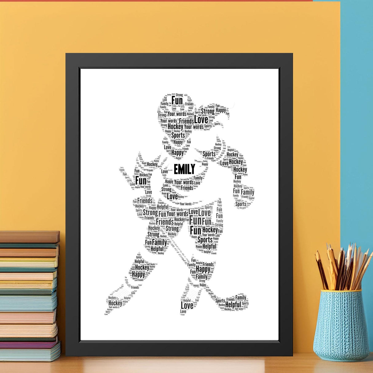 Personalised Hockey Word Art Gift Print Frame