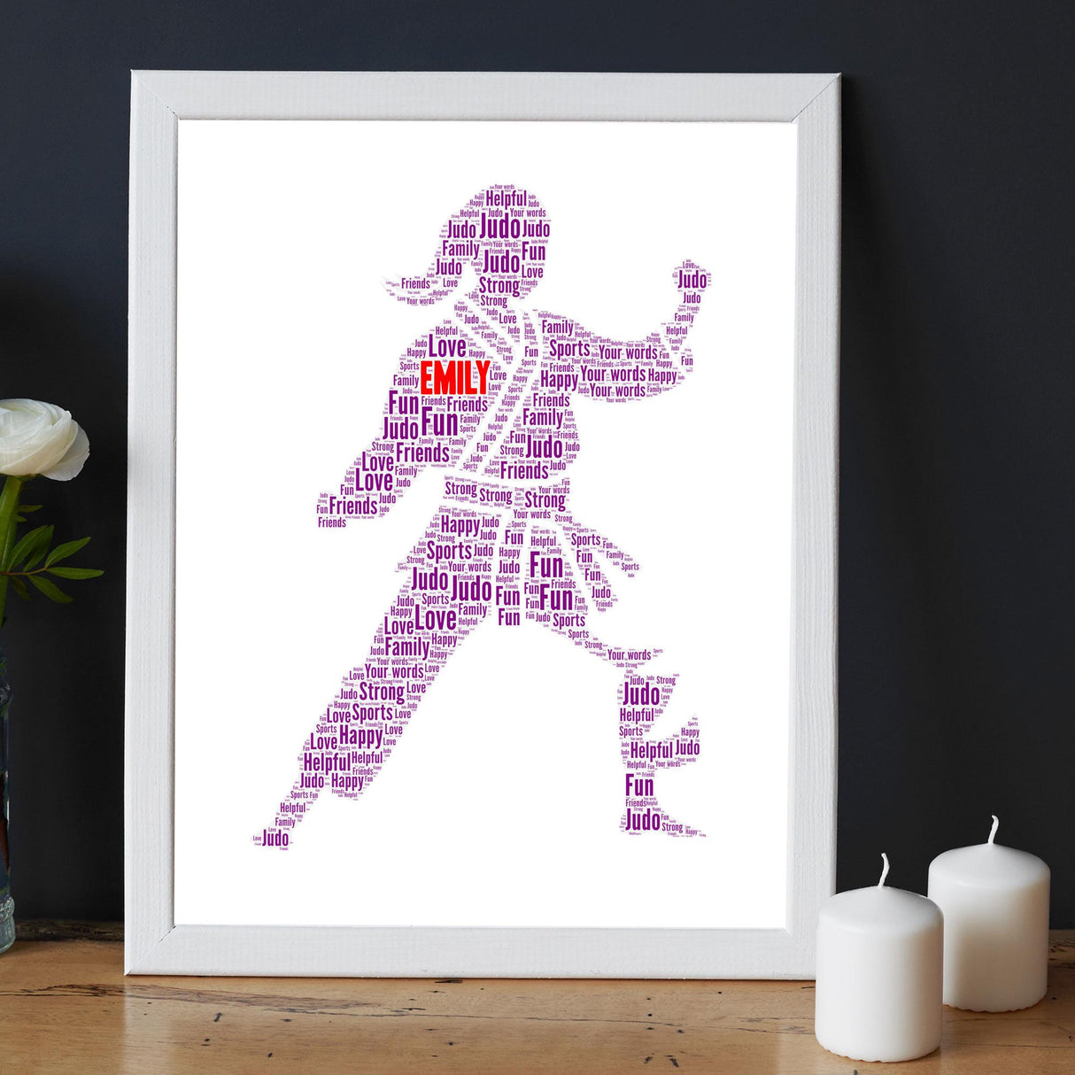 Custom Karate Student word art Print, Judo, Kung Fu, Taekwondo Word cloud Print Birthday Gifts Frame