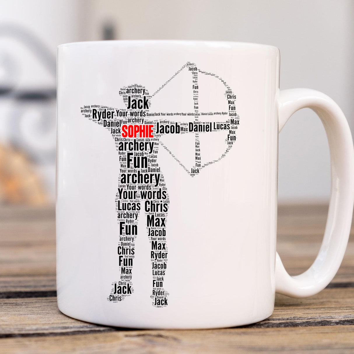 Personalised Female Archery Word Art Gift Mug