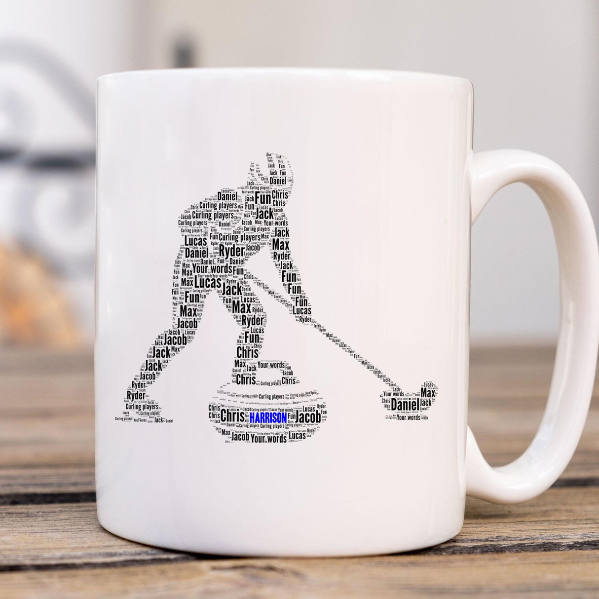 Custom Curling Sport Word Art Printed Mug