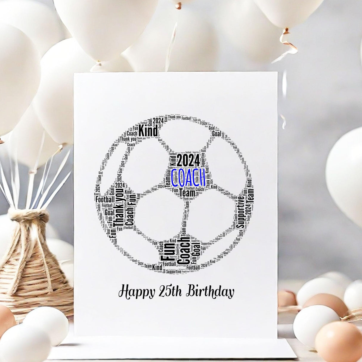 Personalised football Card, football word art Cards, For Her, Him, Boys, Girls, Kids - Daughter, Son, Father, A5 size greeting cards