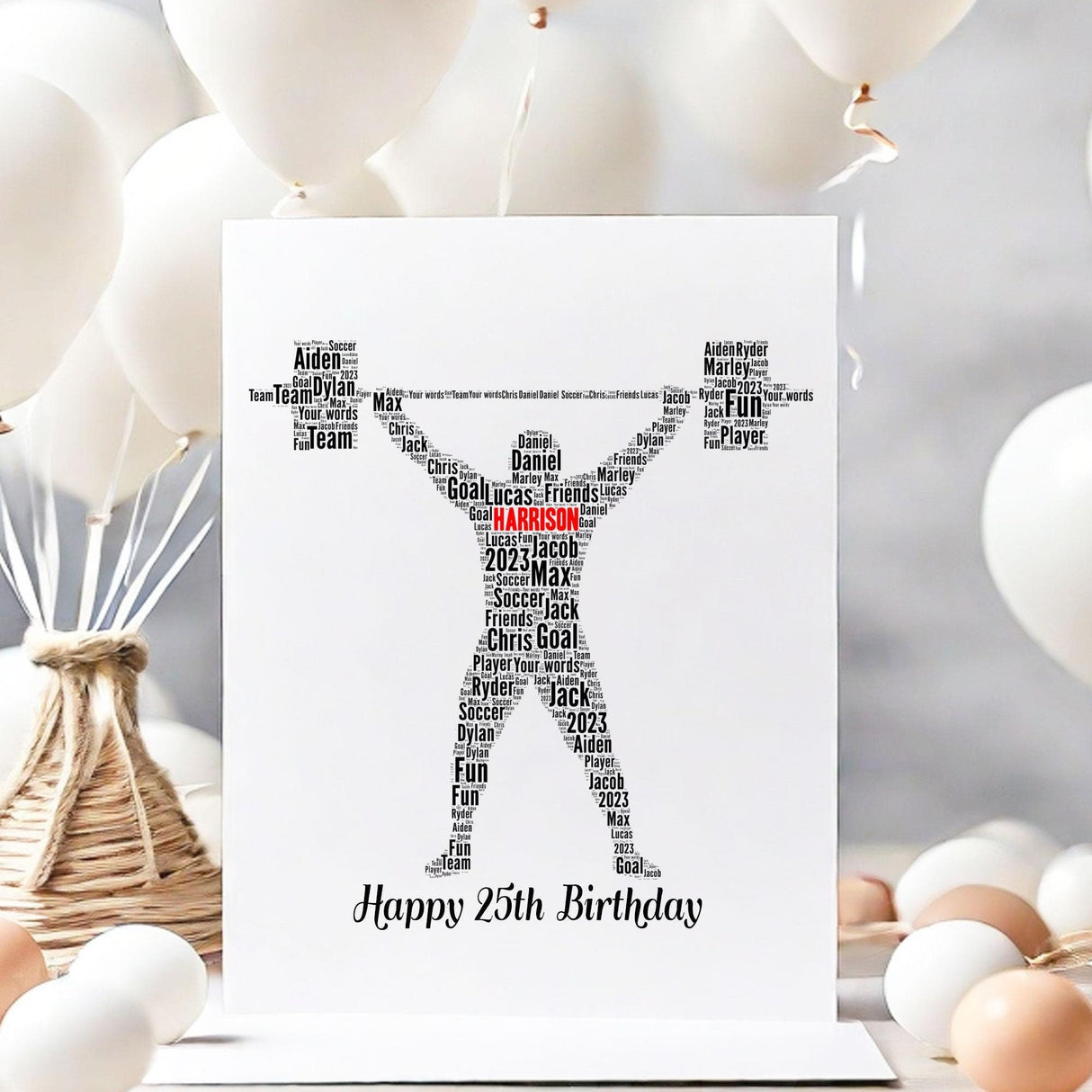 Weightlifting word art Card, birthday number Cards, Weightlifting wall art, For Her, Girls, Kids - Daughter, Mother, A5 size birthday cards