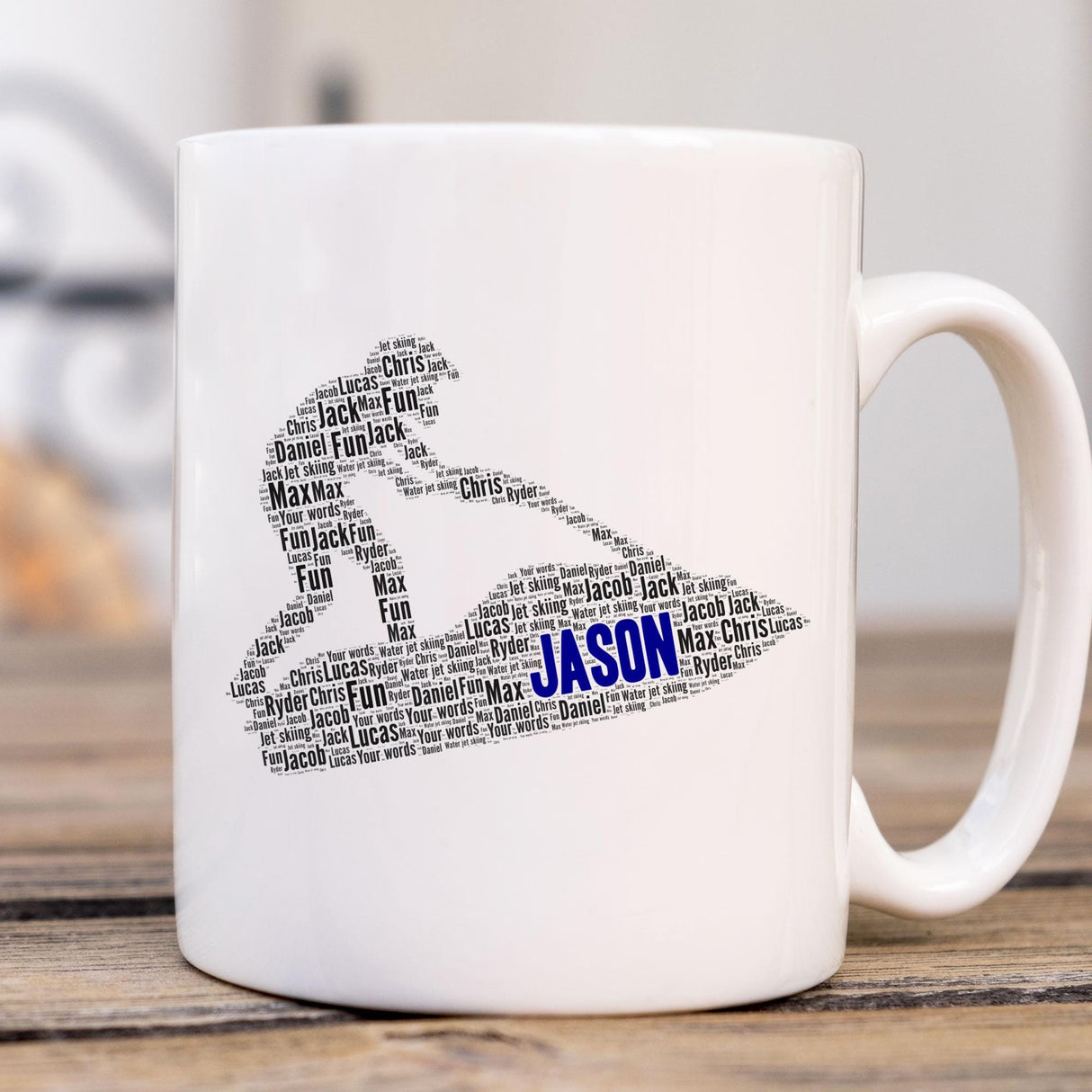 Personalised Water jet skiing Birthday Card, word art Cards, For Her, Him, Boys, Girls, Kids - Daughter, Son, Father, A5 greeting cards