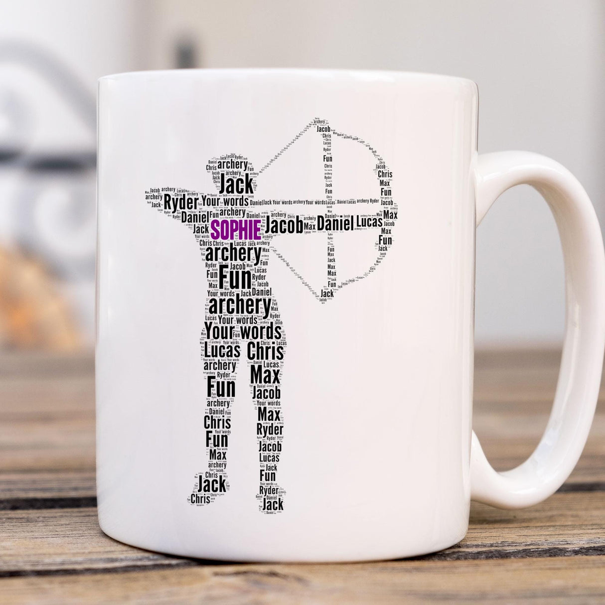 Personalized Archery Birthday card, female Archery figure Word Art Print, framed, unframed, Print, For her, wife, daughter A5 greeting cards