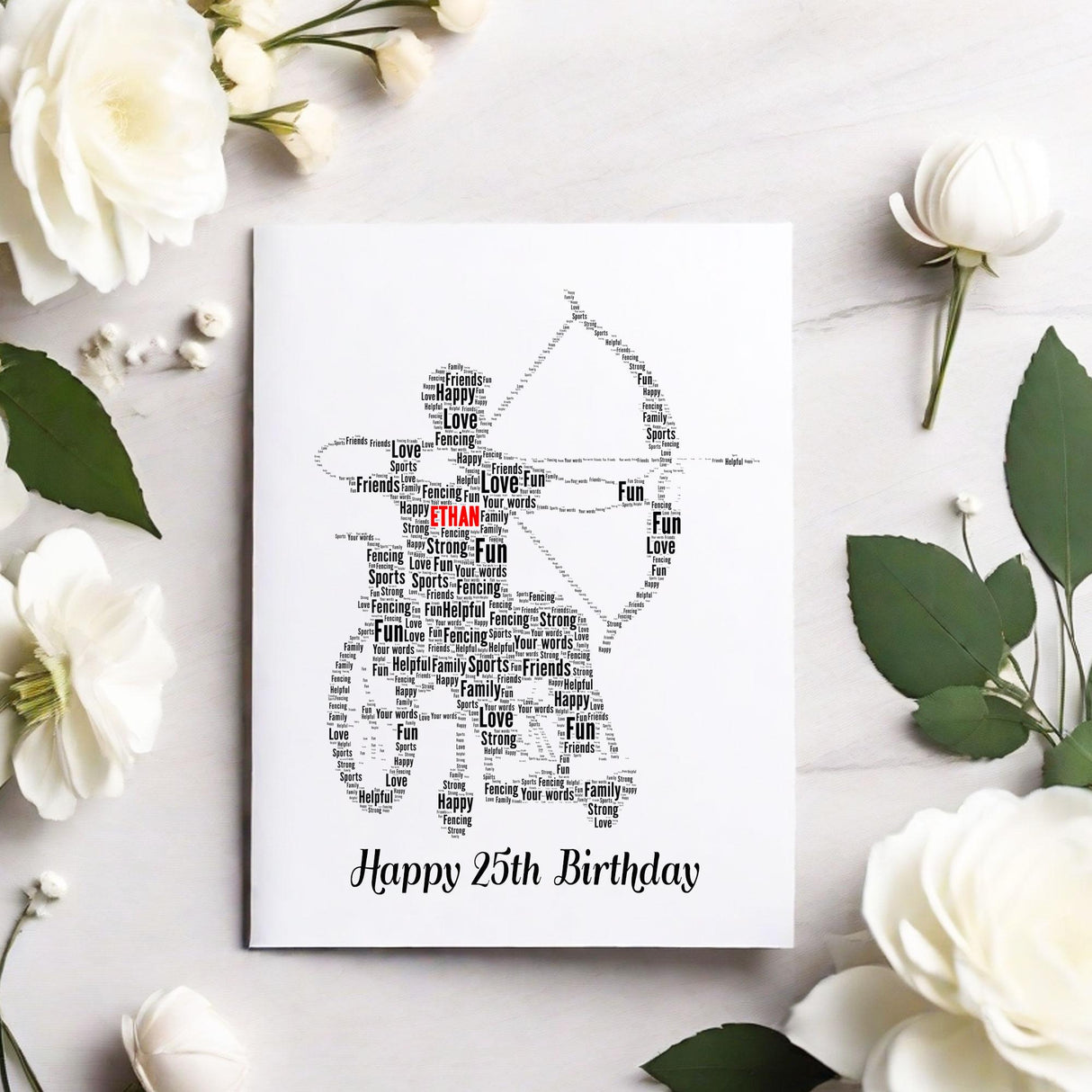 Personalized Birthday Number Card Paralympics Archery Word art, Male Wheelchair Archery Greeting cards print A5 size envelopes