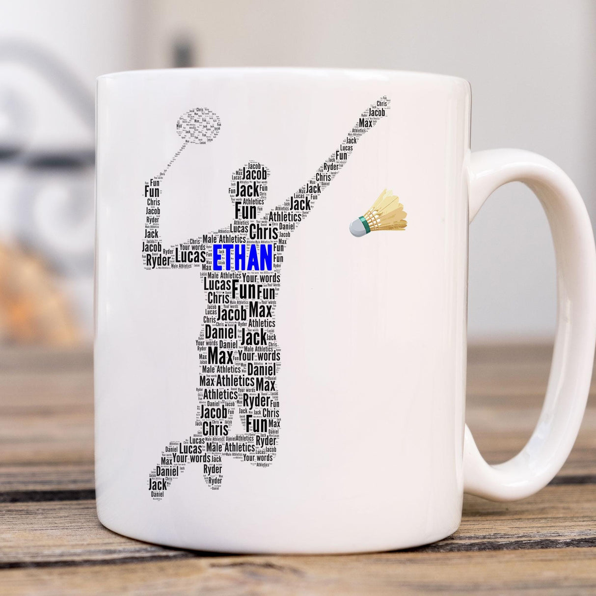 Personalized Badminton Player Word Art Printed Mug gift