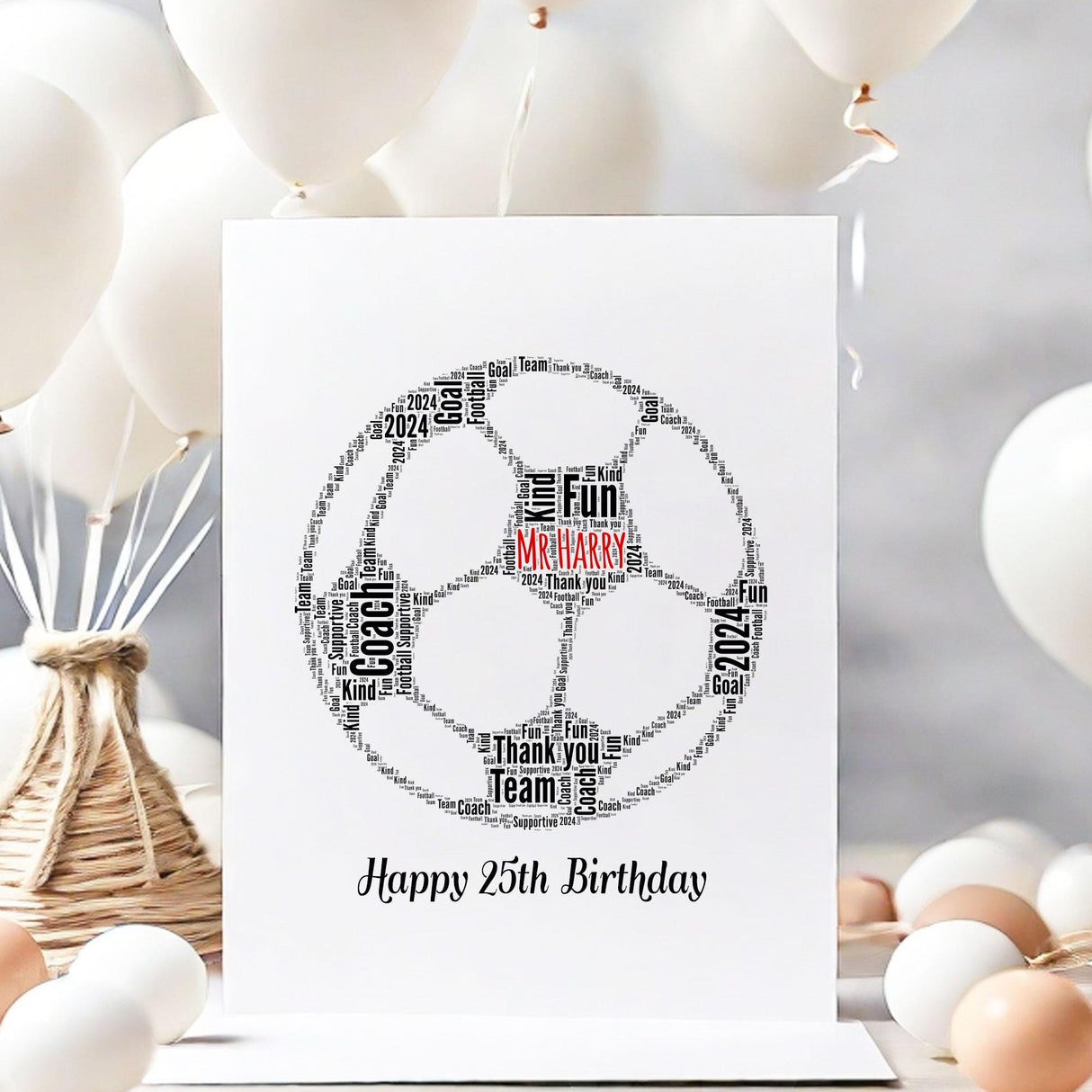 Personalised football Card, football word art Cards, For Her, Him, Boys, Girls, Kids - Daughter, Son, Father, A5 size greeting cards