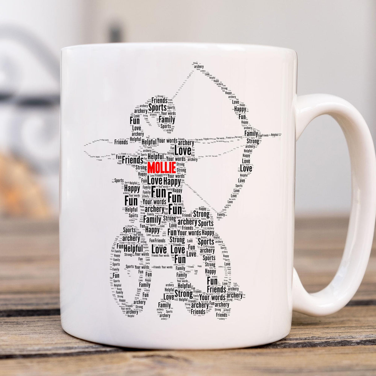 Personalised Female Wheelchair Archery Word Art Mug