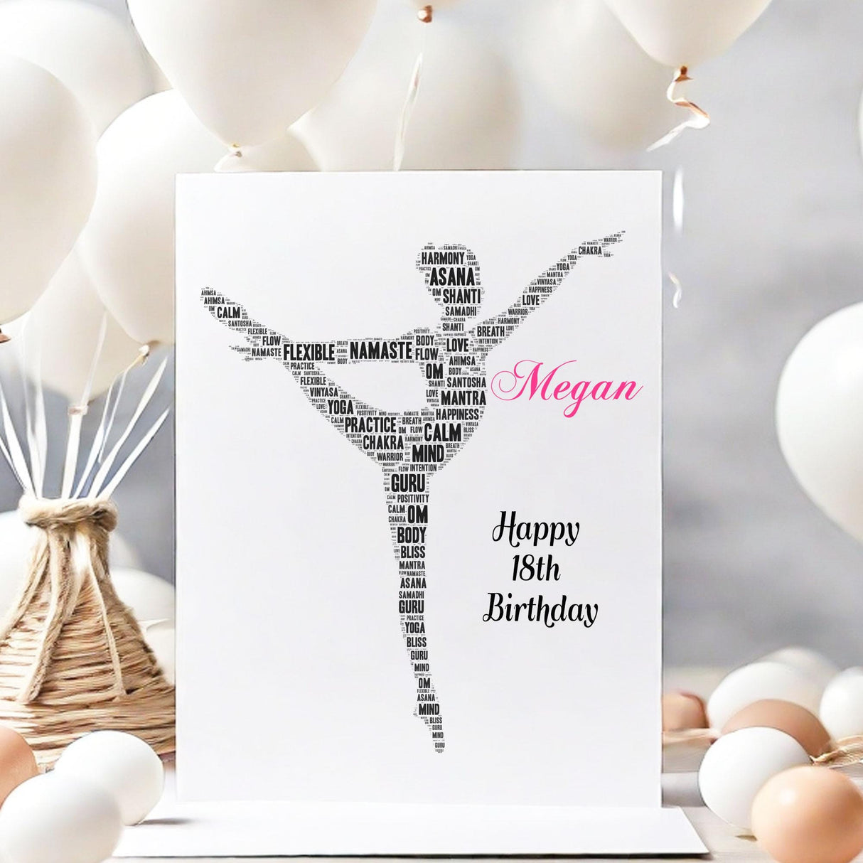 Gymnast word art Card, 16th birthday Cards, For Gymnast Her, Girls, Kids - Daughter, Mother, A5 size birthday cards