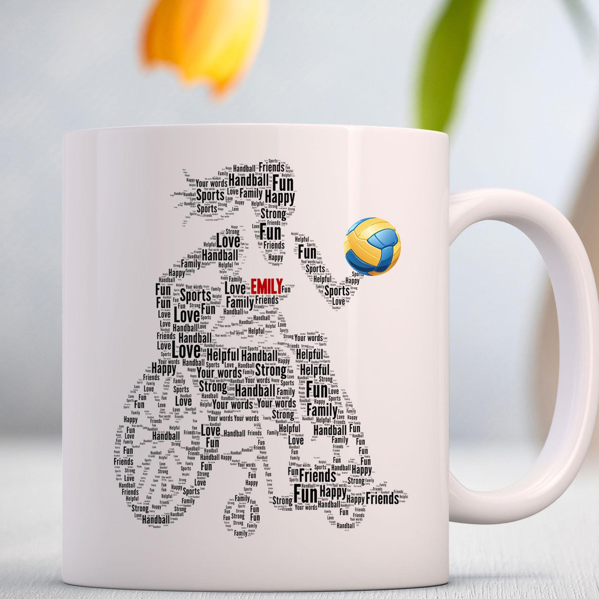 Personalized Female Wheelchair Handball word Art Print Mug