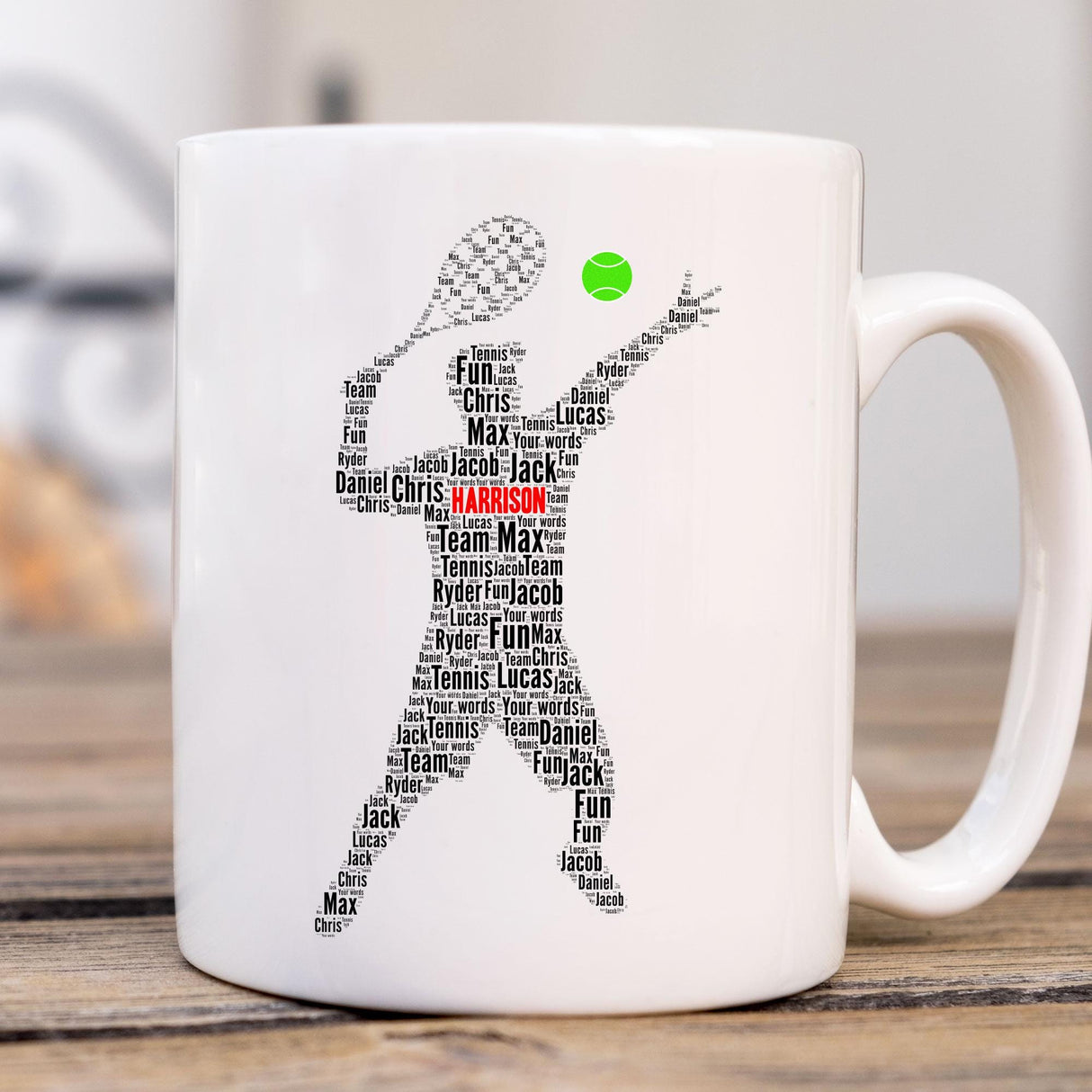 Personalised Tennis word art birthday Card, number Cards, Baseball player wall art, For Her, Girls, Kids Daughter, Mother, A5 size