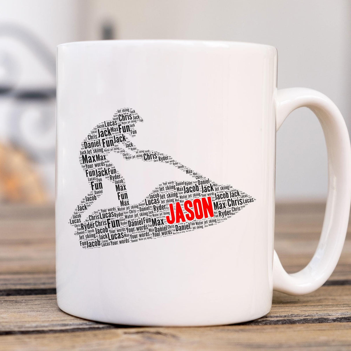 Personalised Water jet skiing Birthday Card, word art Cards, For Her, Him, Boys, Girls, Kids - Daughter, Son, Father, A5 greeting cards