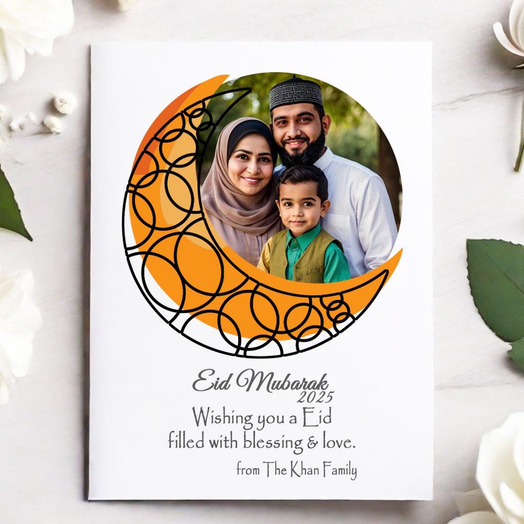 Personalised Photo Eid Mubarak Cards With Envelopes for Family