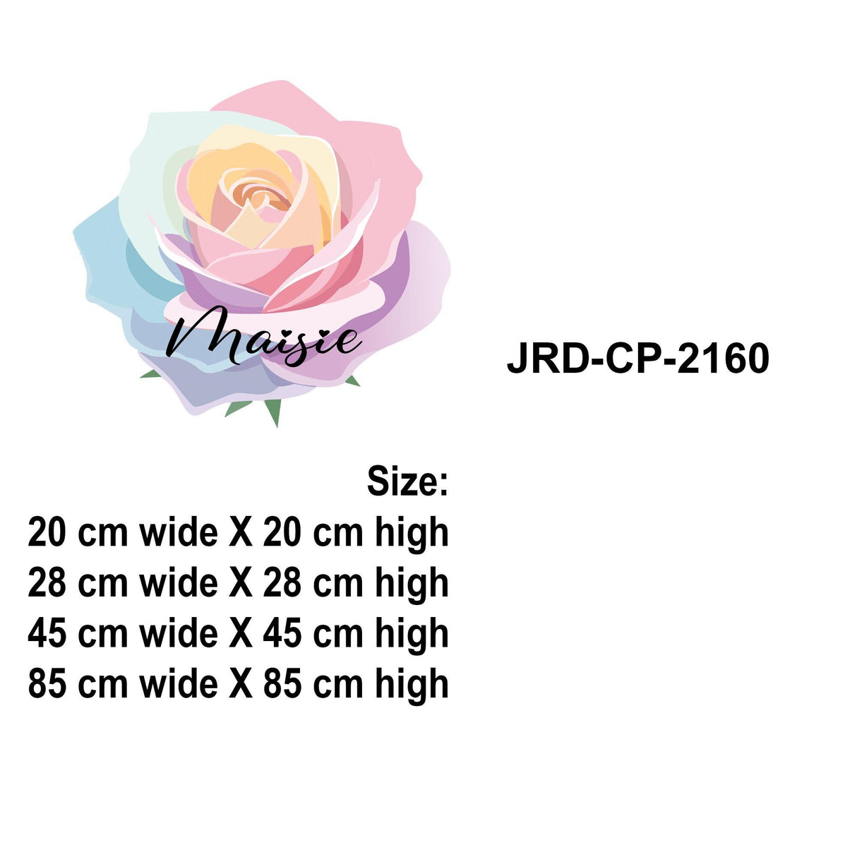 Rose Flower Wall Stickers Custom Vinyl Decals for Nursery, Bedroom, Living Room and Home Decor, watercolour flower rainbow wall décor