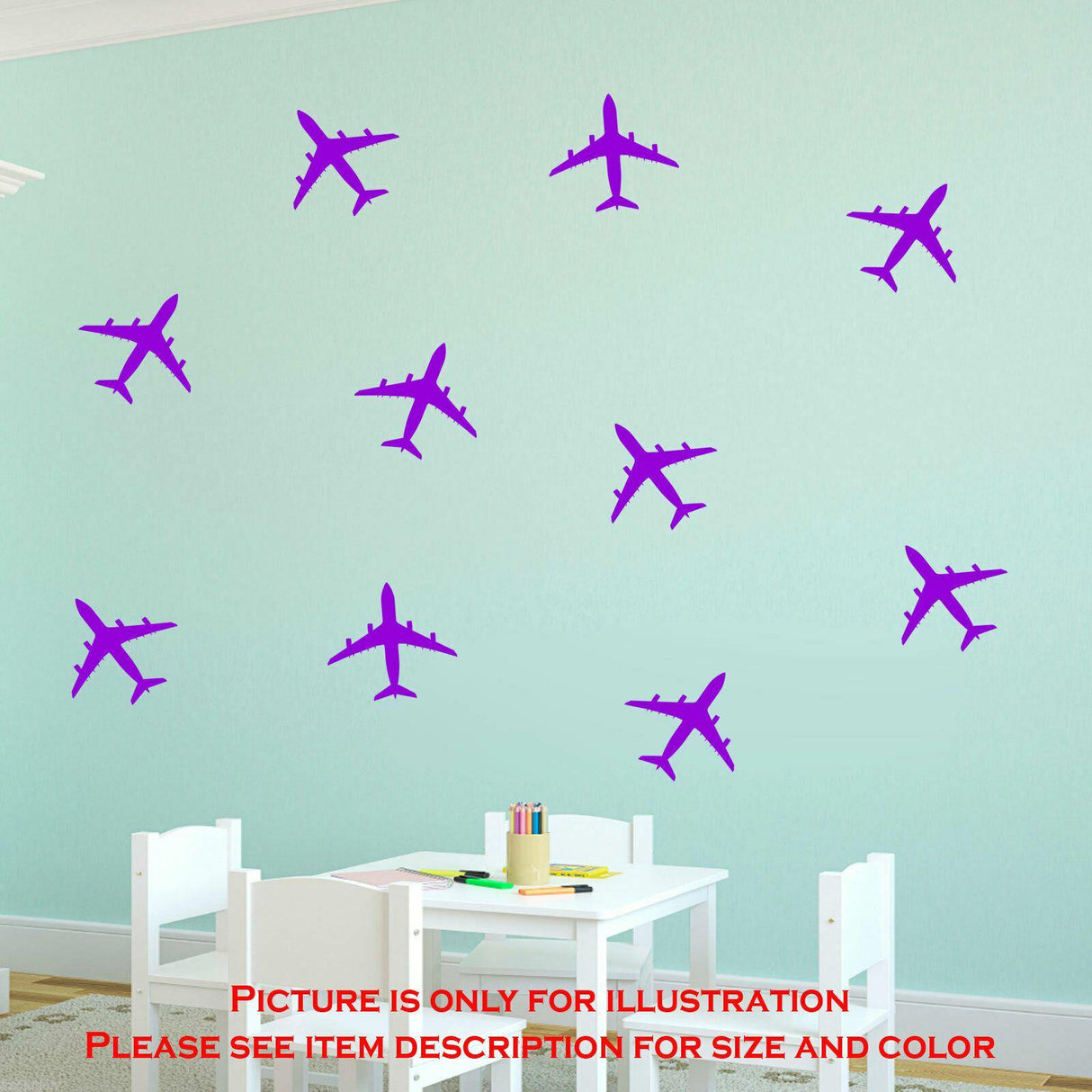 Set of 18 Airplane Stickers for bedroom