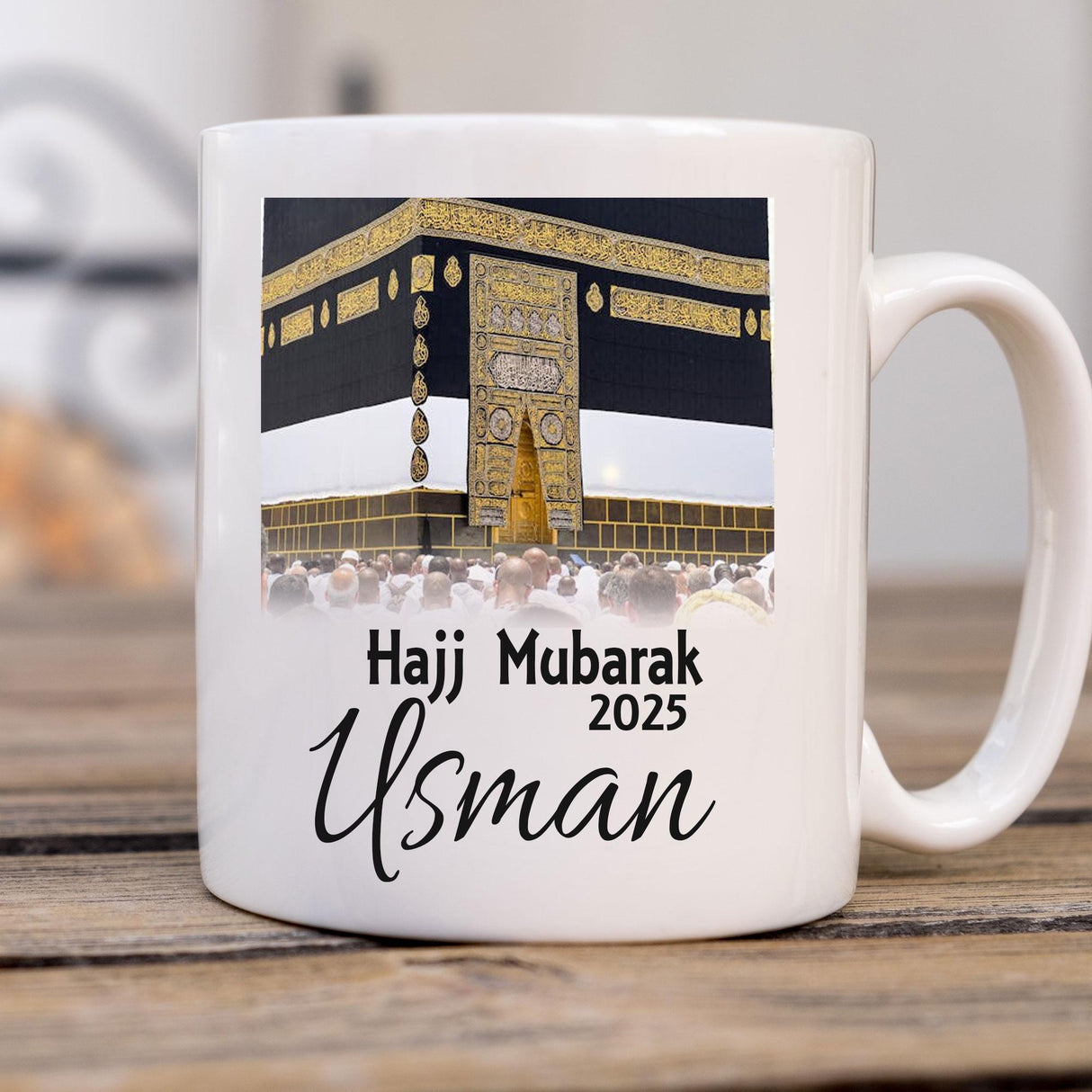 Custom Islamic Gift with Pilgrimage Image, Hajj Mubarak Mug for Family, Friends, or Parents
