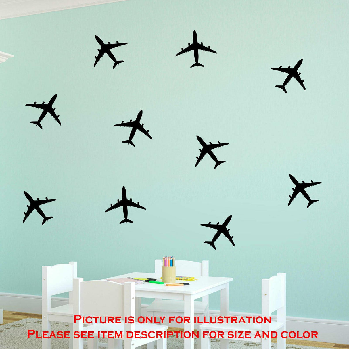 Set of 18 Airplane Wall Stickers Nursery Boys Room Removable Vinyl