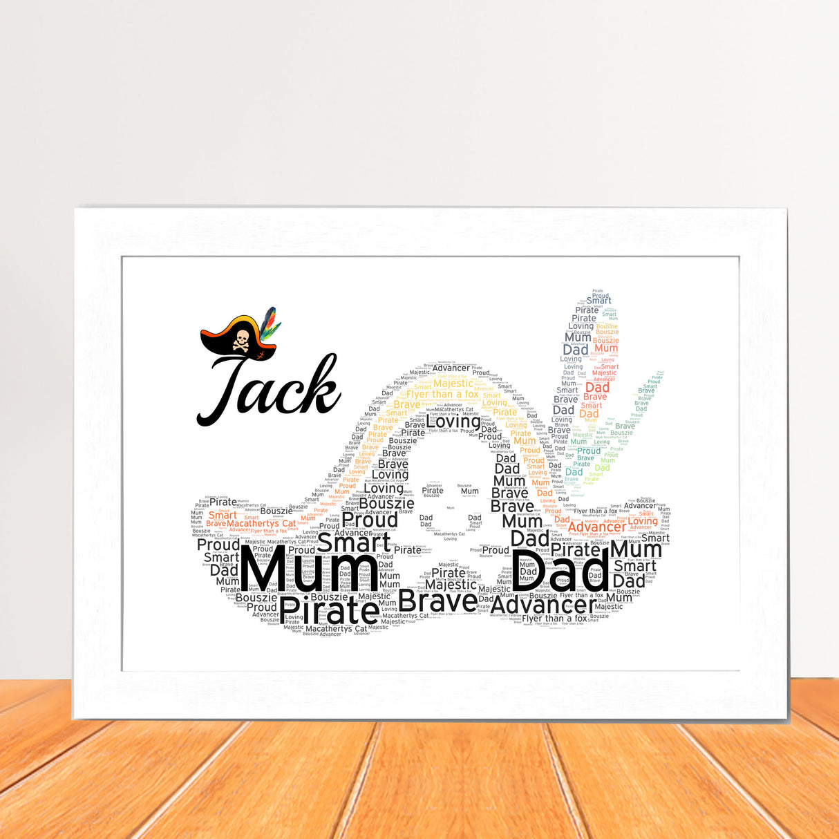 Personalised Word Art Print - Pirate hat word art